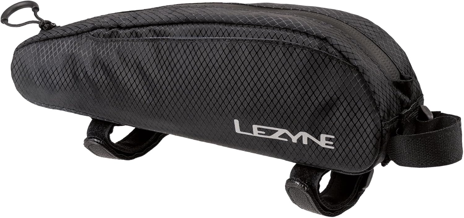 LEZYNE Energy Caddy Bicycle Frame Storage Bag - Water-Resistant Bike Top Tube Organizer with Zipper Closure, 3-Point Attachment