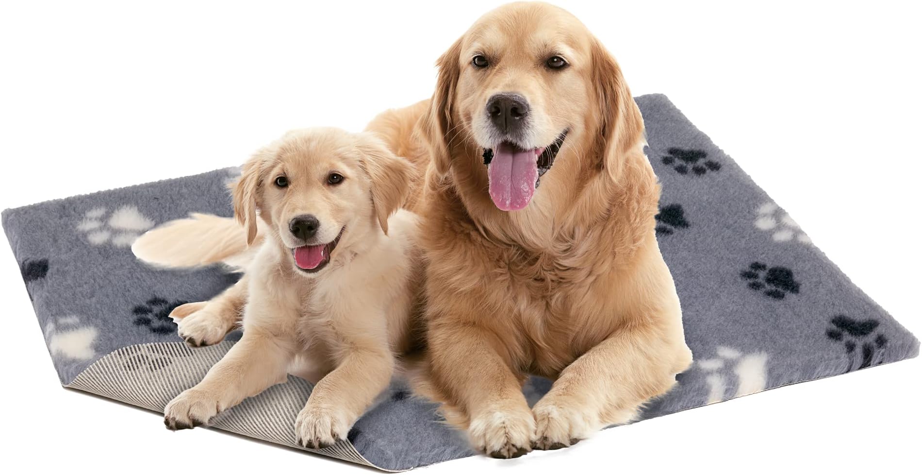 Non-Slip Medium Dog Bed 100cm x 75cm โ Grey/Black/White Duo Paw โ Machine Washable, Warm Dog & Puppy Vet Bed โ Crate Mat for Whelping โ Non-Allergenic Cat & Dog Bedding by Petlife