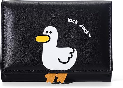 Sunwel Fashion Monedero plegable con diseño de pato en 3D para niñas, con bolsillo para efectivo, tarjetero, monedero con ventana de identificación