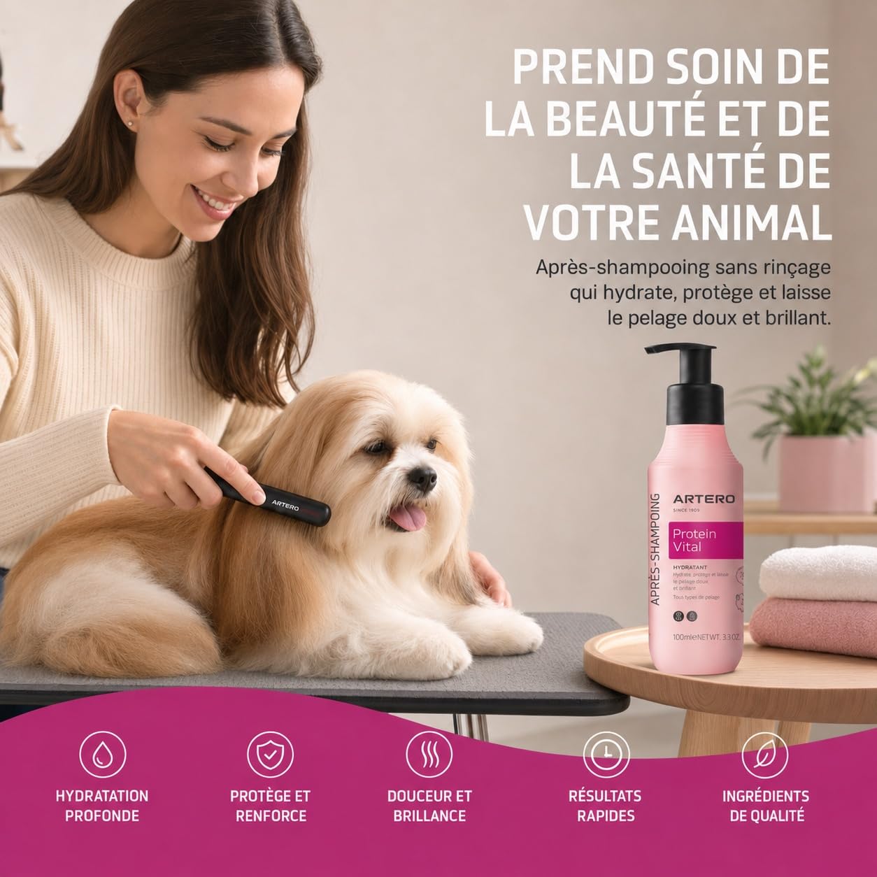 Après-shampooing pour Chiens et Chats Portein Vital d’Artero