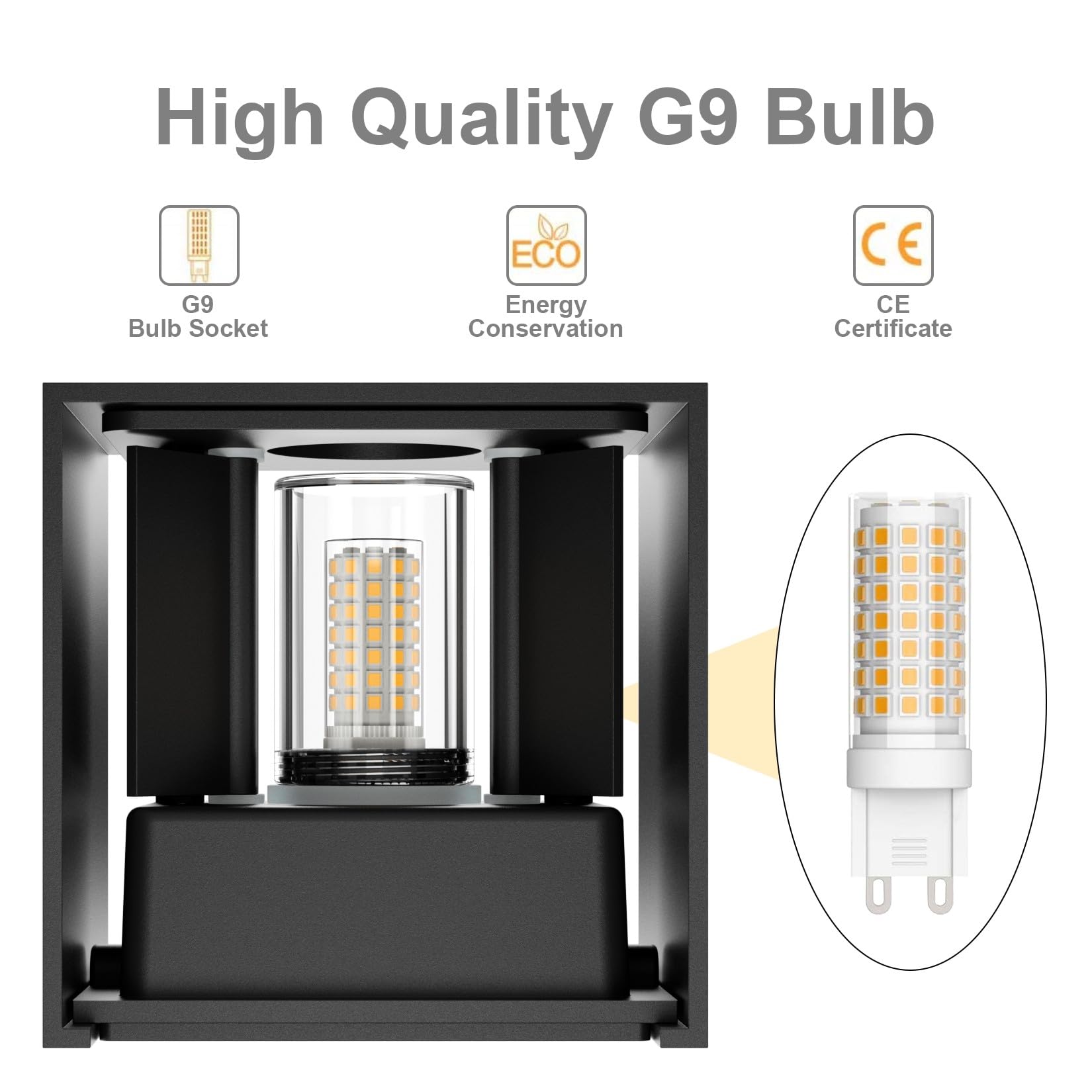 Klighten 4 PCS Aplique pared LED Con G9 LED Bombillas Reemplazables, Blanco Cálido 3000K Lampara de pared Interior/Exterior IP54 Ángulo ajustable Lámpara Pared Negro