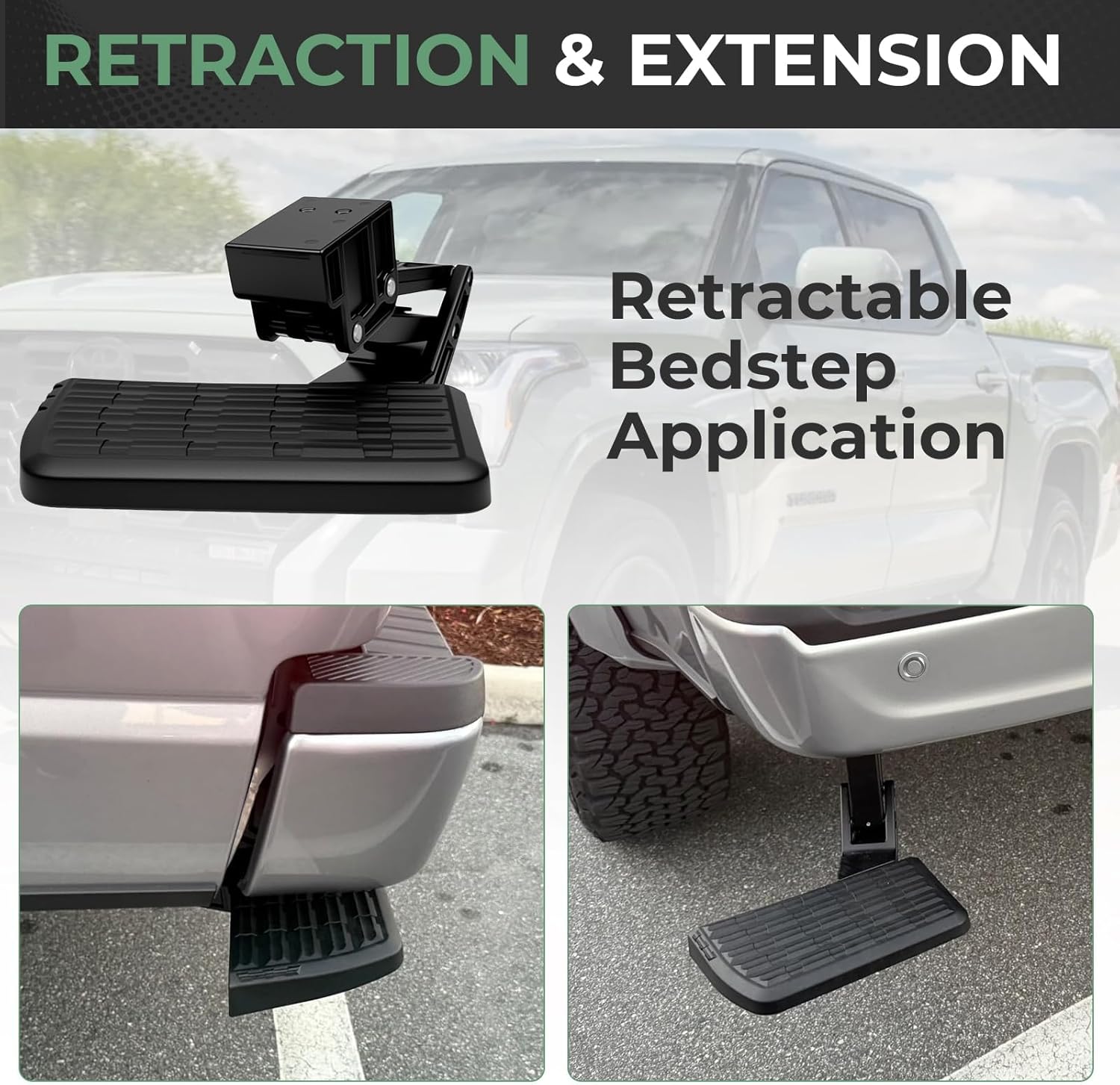 Truck Bed Step Rear Folding Step Rear Retractable Bumper Tailgate Step Compatible with Toyota Tundra 2022 2023 2024 Replacement for PTS30-34000