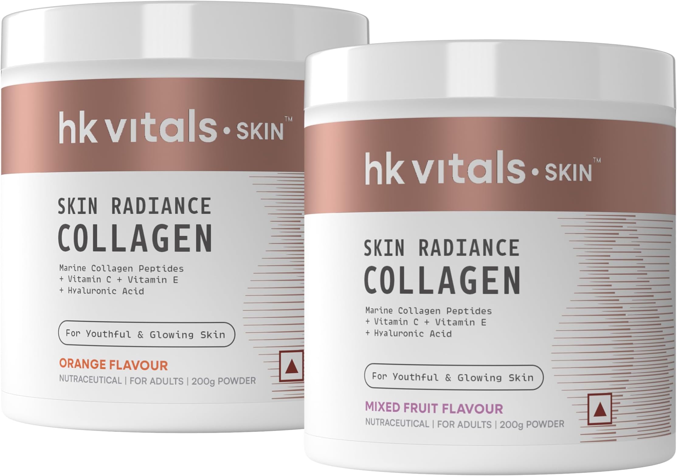 Skin Radiance Marine Collagen Supplement (Orange & Mixed Fruit, 2 X 200g) | With Biotin, Vitamin C & E | For Healthy Hair & Skin