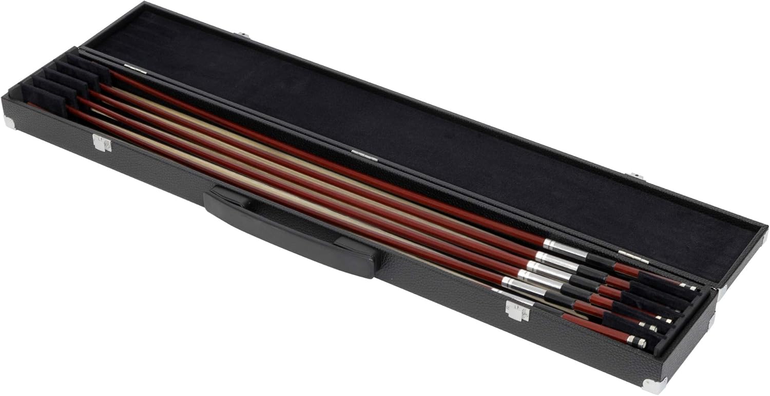 MI&VI Classic Leather Bow Case for (6) Six Violin/Viola/Cello Bows with Sturdy Handles | Strong Latches | Firm Velvet Interior Cushioning - By MIVI Music
