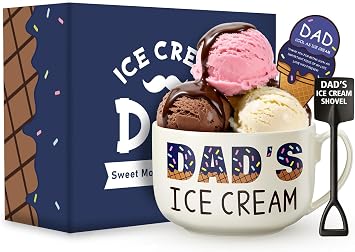 Dad Gifts for Fathers Day - Dads Ice Cream Bowl and Shovel Set - Ideal Christmas Birthday Gifts for Daddy Father in Law from Daughter Son Wife