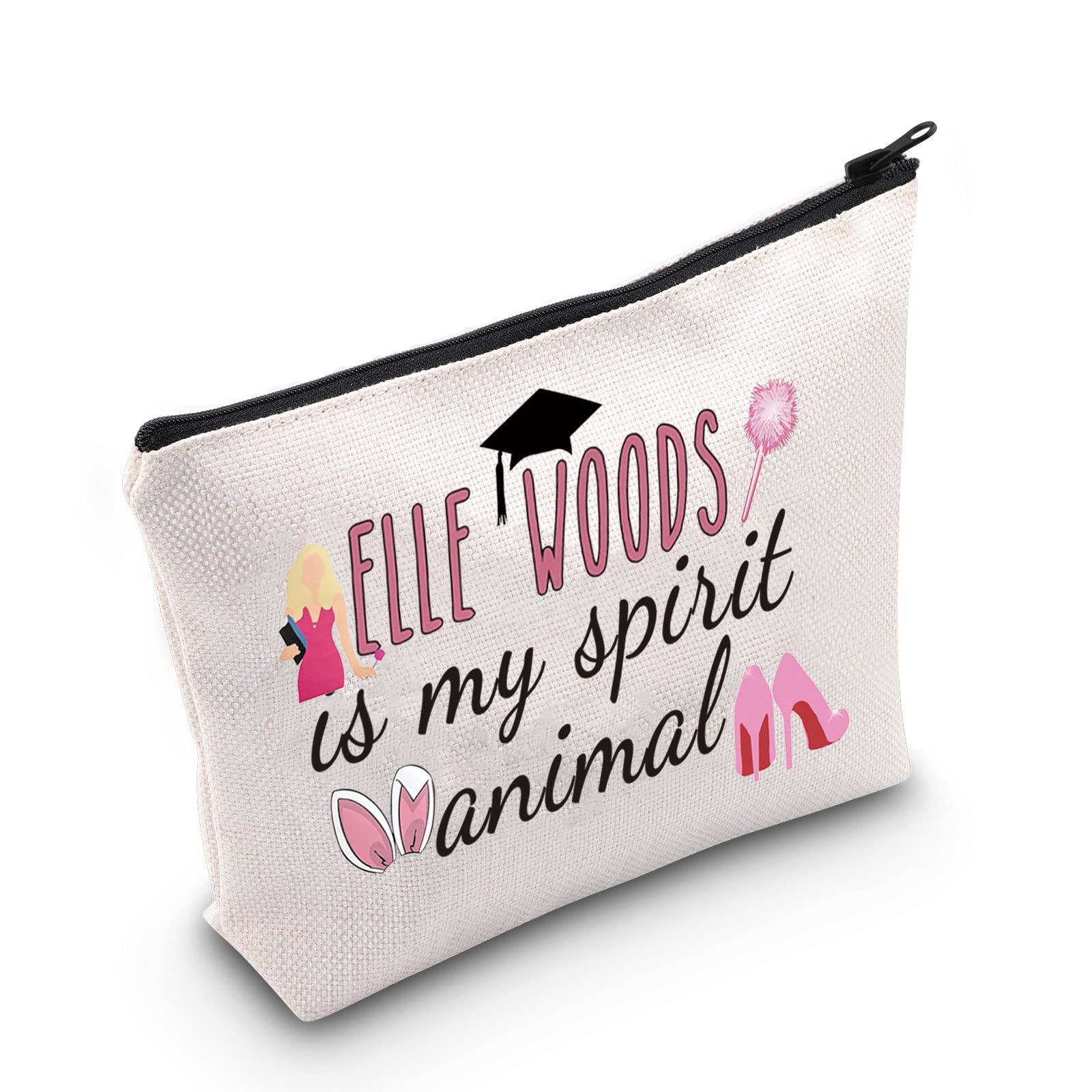 POFULLMovie Inspired Gift Law Student Makeup Bag Elle is My Spirit Animal Cosmetic Bag Attorney Gift (Woods is My Spirit Animal bag)