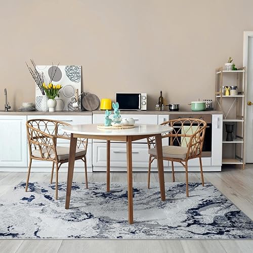 Miniatura 2 de LUXE WEAVERS Alfombra abstracta de mármol azul 4x5 felpa sala de estar alfombra