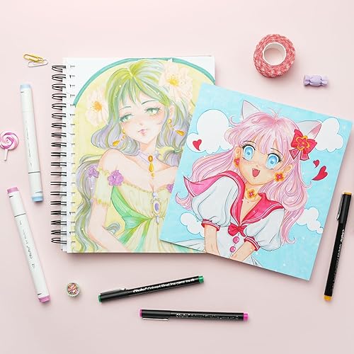 Miniatura 9 de Ohuhu Bolígrafos de dibujo de punta fina de colores 18 paquetes de bolígrafos fineliner, 11 bolígrafos de colores y 7 tamaños de punta surtidos,