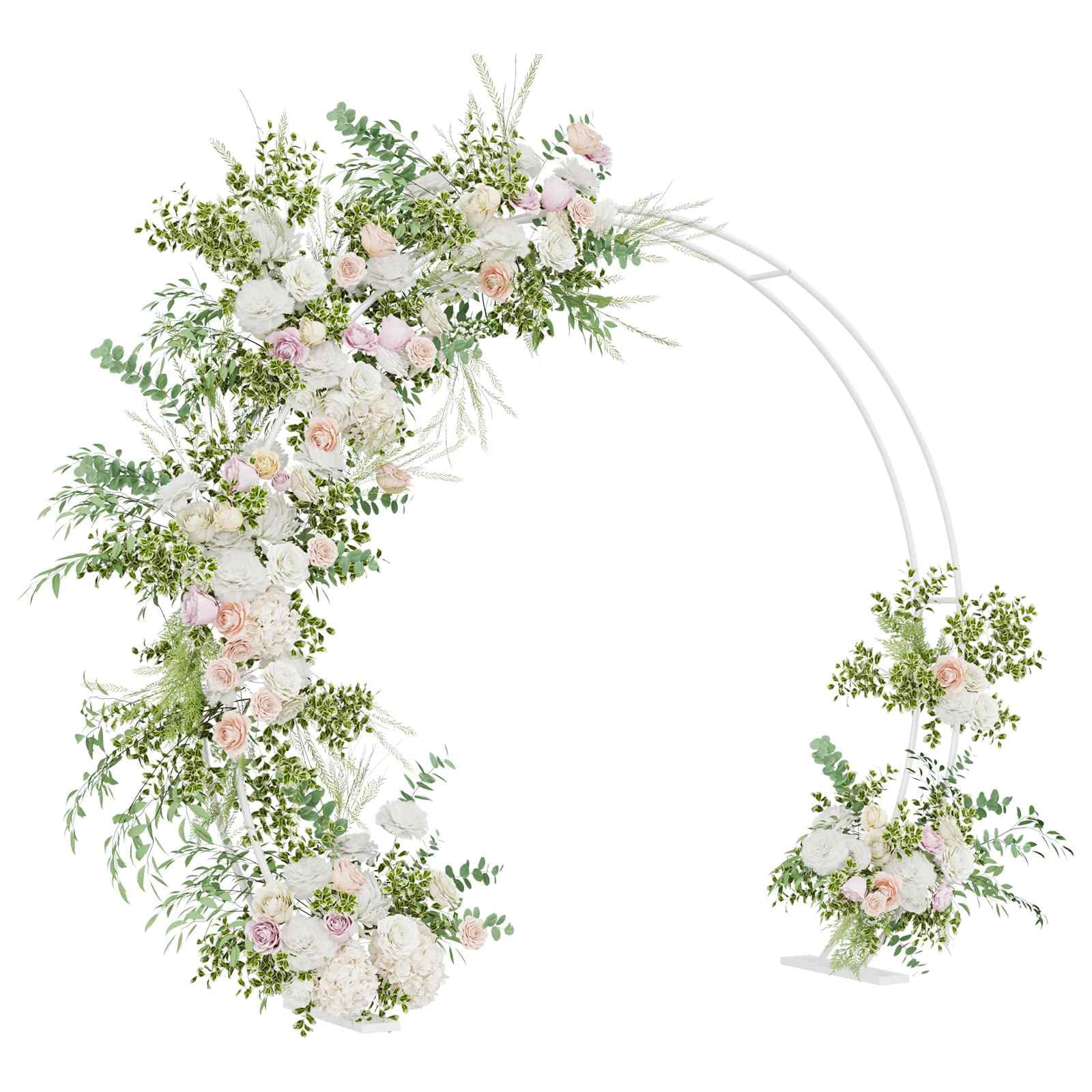 Hochzeitsbogen Weiß aus Stahl 223 x 45 x 201 cm mit stabiler Pflanzenstütze für Garten Terrasse Balkon, vielseitiger Rankhilfe Pergola für Outdoor Deko und Durchgangselement