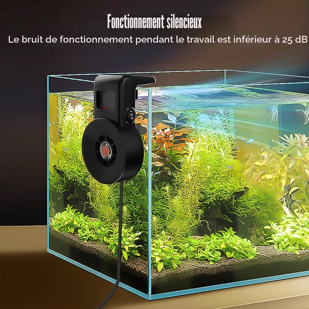 Refroidisseur D'aquarium USB,Ventilateur Mural pour Aquarium,2 Vitesses de Vent avec Grand Angle de 45 °,Faible Bruit pour Réservoir D'eau Douce et D'eau Salée de 200 L,Jusqu'à 8 Mm D'épaisseur