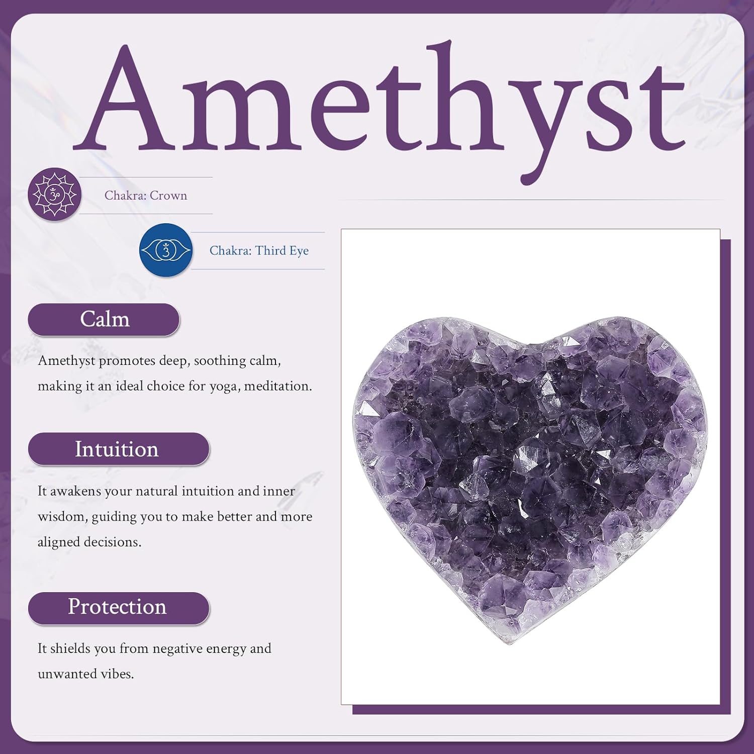 Sportmusies Natural Amethyst Cluster Heart Stone Home Table Decoration Centerpiece for Wedding Anniversary, Healing Reiki Crystal Meditation Yoga, 2.04-3.14 inches
