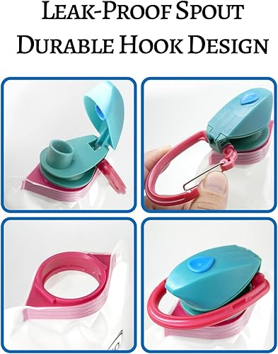 Miniatura 2 de Botella de agua plegable  23.7 fl oz plegable sin BPA mosquetón duradero para actividades al aire libre y viajes  Adecuado para agua, leche en polvo