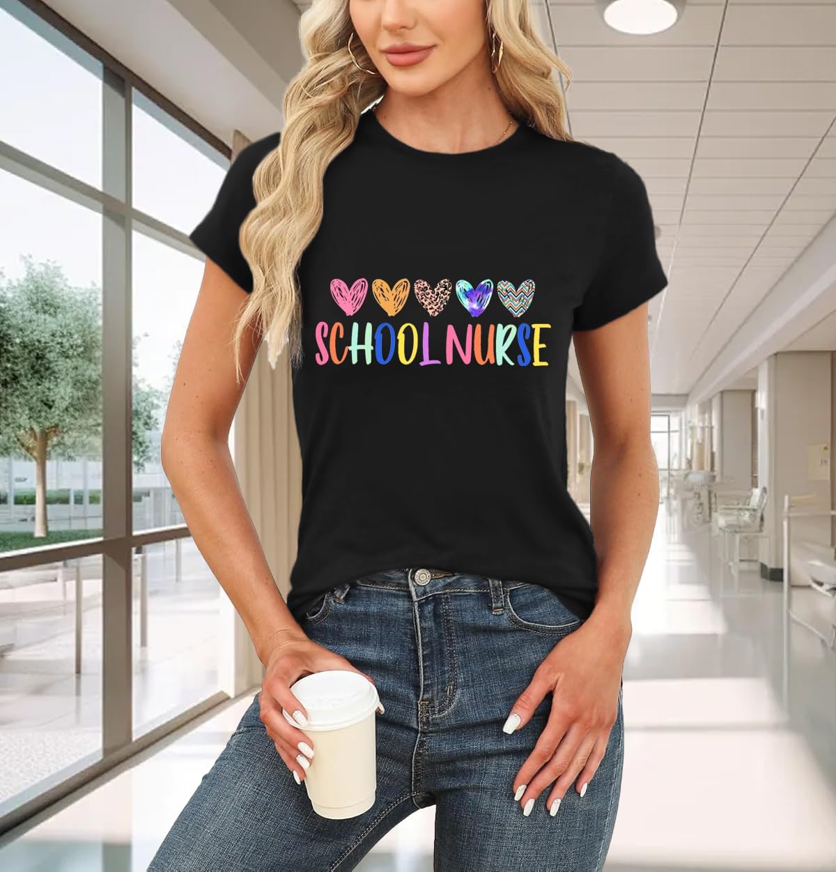 Womens School Nurse Shirt Nurse Heart Tshirt Nursing Life Tee Top image 2