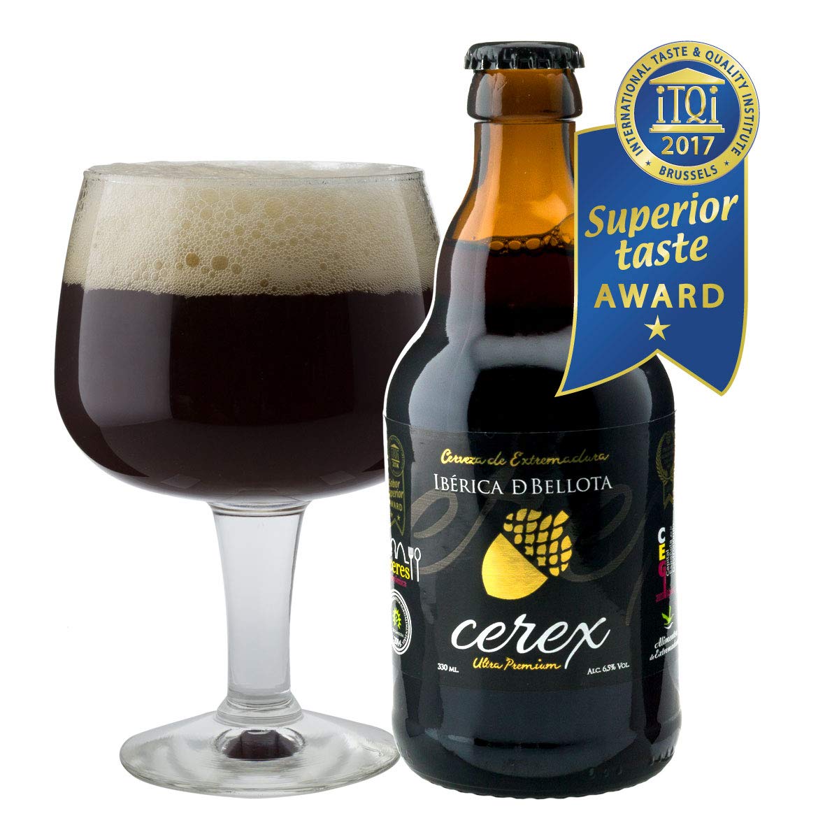 CEREX - Pack 12 cervezas artesanales Cerex 33 cl. - 2 Pilsen, 2 Ibérica de Bellota, 2 Castaña, 2 Cereza, 2 Andares, 2 Frambuesa - Mejor Cerveza Artesanal de España Premios"World Beer Awards 2017"
