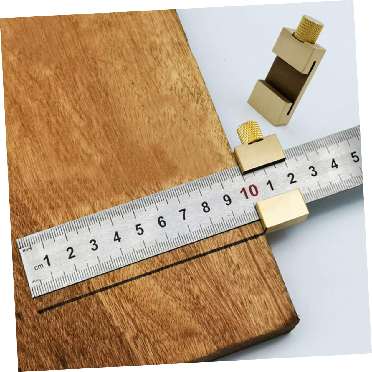 TEHAUX 6pezzi Blocchi Di Posizionamento Ottone Per Falegnameria Con Righe Doppie Acciaio Da Strumento Di Misura Per Lavorazione Del Facile Da Utilizzare e Preciso