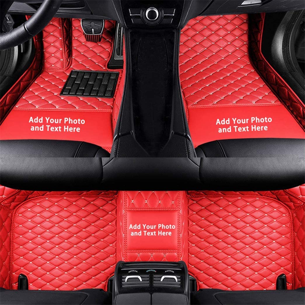 Alfombrillas universales para Coche, Ajuste Individual para la mayoría de Modelos, Piel sintética, Impermeables, Color Rojo, 1 Juego