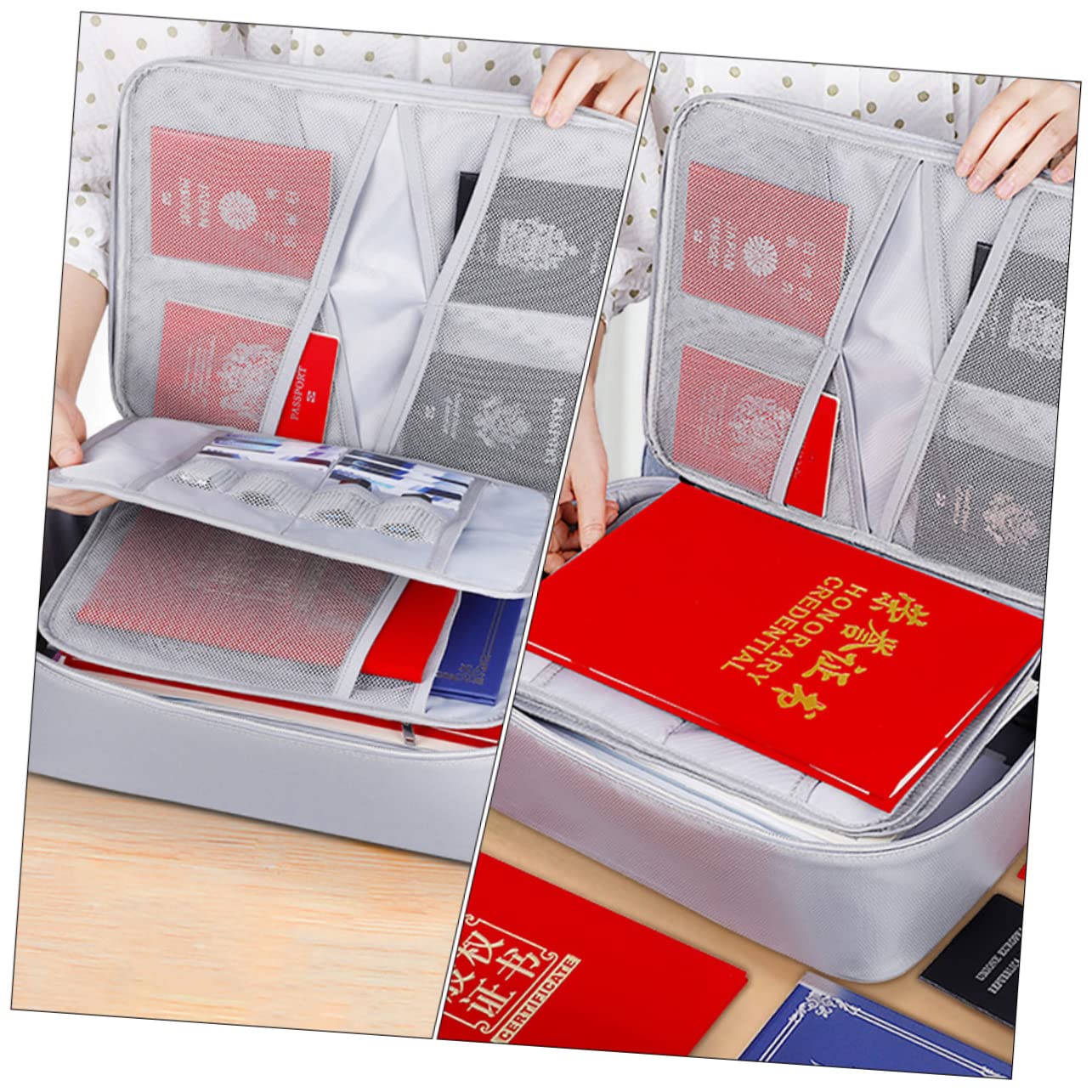 Borsa Porta Documenti Ignifuga di Silicone e Fibra di Vetro Grande Capacità e Cerniera Liscia per Ufficio e Viaggio