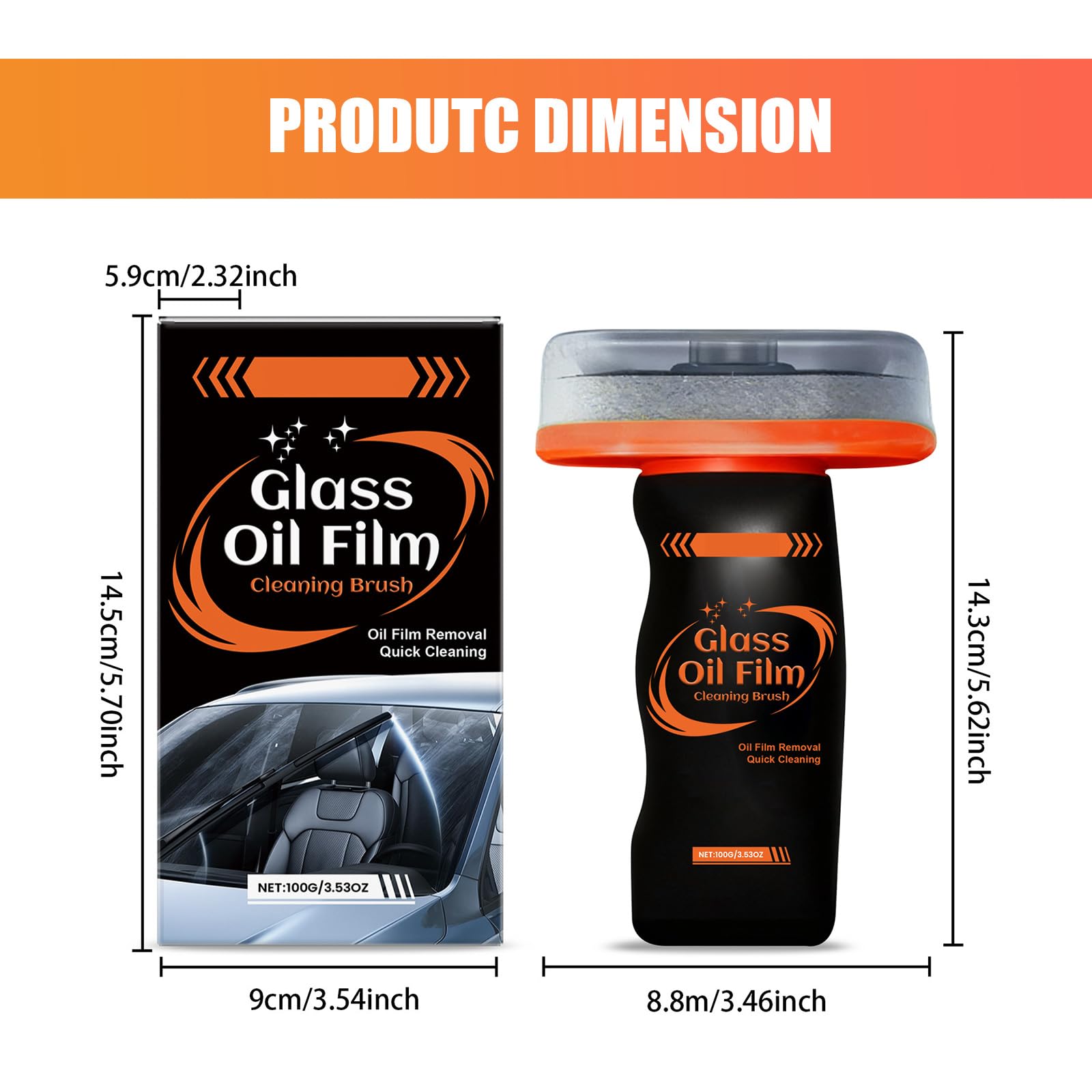 3PCS Glass Oil Film Remover for Car,100ml Roll-On Glass Compound with Cleaning Board, Removes Oil Film & Smudges,Automotive Oil Film Cleaning Brush for Car Windows — view 7
