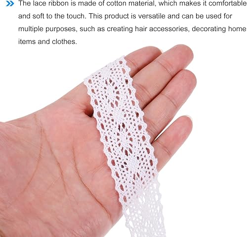 Miniatura 4 de MECCANIXITY Cinta de encaje de algodón de 10 yardas y 1.2 pulgadas para manualidades, envoltorios de regalo, diademas, boda, color blanco, estilo 13