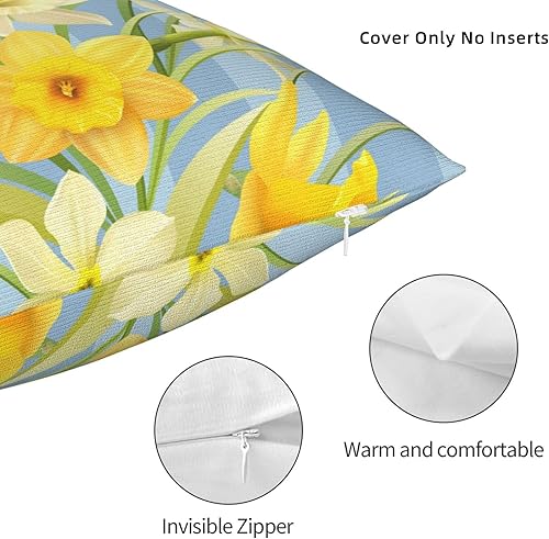 Miniatura 4 de YIPOCH Narcisos de flores, fundas de almohada de 16 x 16 pulgadas, fundas de cojín decorativas para sofá, fundas de almohada para cojines de sala,