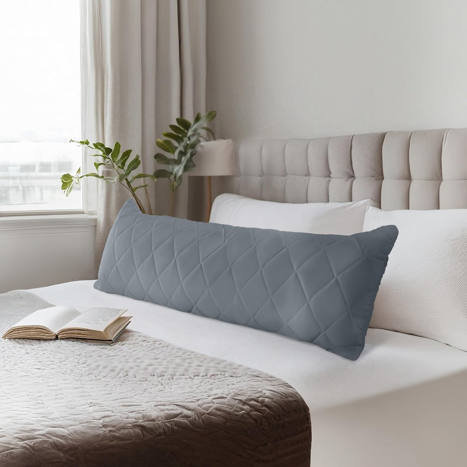 Utopia Bedding Oreiller matelassé pour Le Corps, 40x145 cm Oreiller de Grossesse et de maternité, Oreiller pour Dormir sur Le côté, Rembourrage en Polyester Doux (Gris)