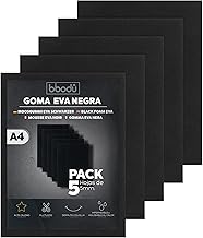 BIBODU Eva Rubber 5 mm | Black Pack of 5 Sheets | Size A4 210x297 mm - Density 80 kg/m3 | Foam Foam Material Crafts, Cosplay, Upholstery, Halloween | Suitable for Boys and Girls