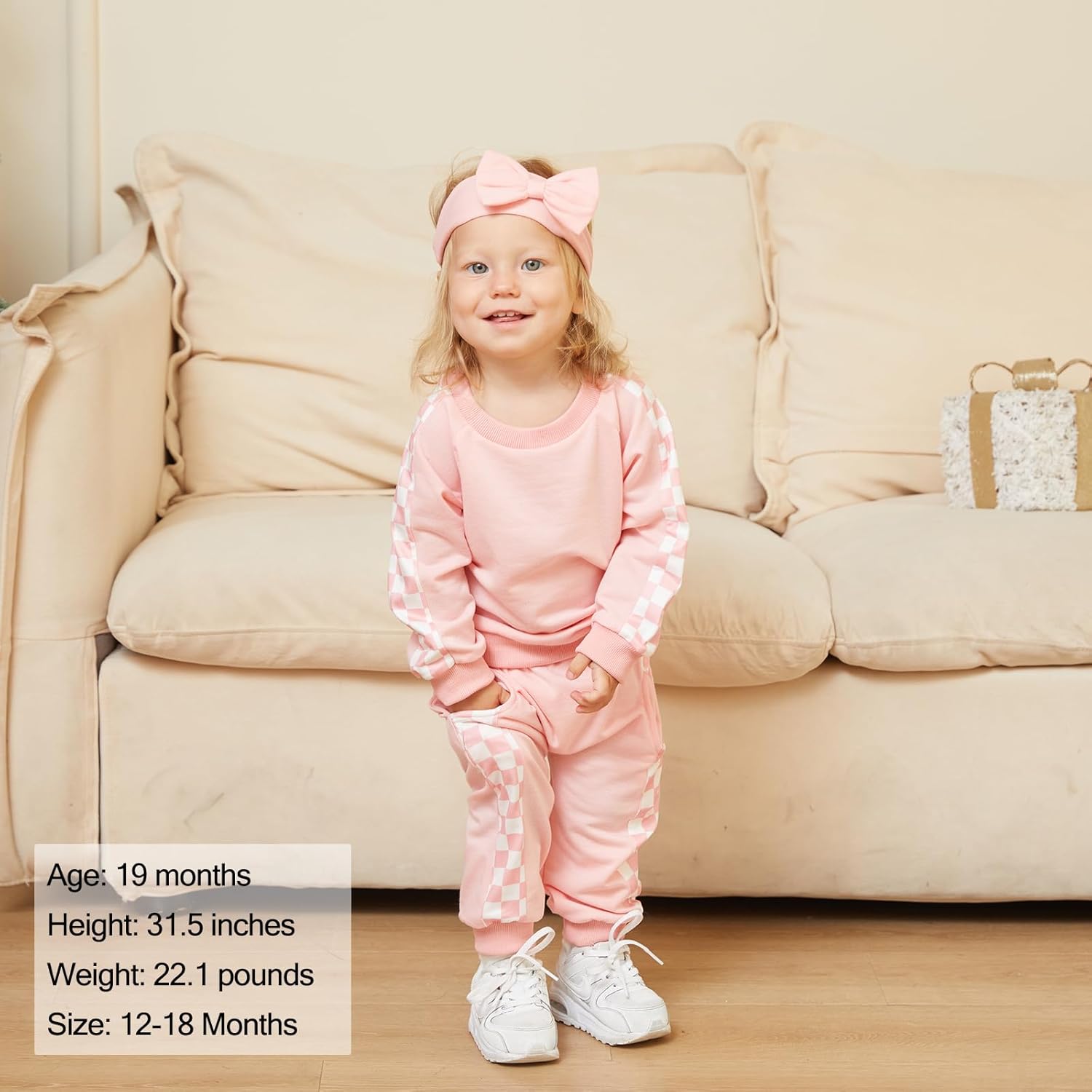 AMAWMW Infant Baby Girl Clothes Long Sleeve Loose Sweatshirts Pockets Pants Headband Outfits Fall Winter Spring Gift - Image 2