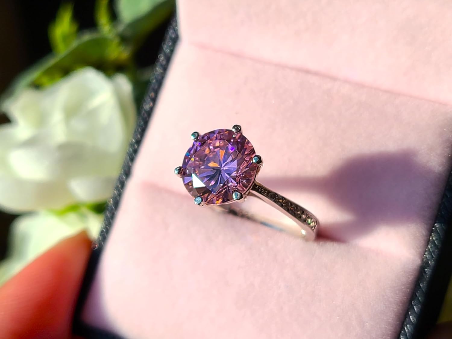 Generic Pink Diamond Ring | 3 Carat Round Cut Created Pink Diamond Ring | Pink Promise Rings | Pink Engagement Rings for Women Genuine 925 Silver Non Tarnish