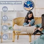 QINFIEY 12 Inch Mouvement silencieux Horloge murale pour enfants, Non Ticking Enfants Horloge murale ronde Batterie exploitée Space Style de voyage Décor enfants Horloge pour la maison école garçons chambre à coucher salon (blanc)
