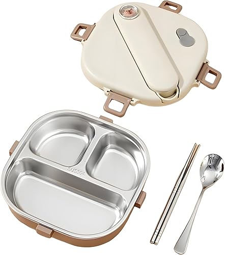 Caja Bento de Acero Inoxidable, Lonchera Hermética de 800ml, Fácil de Abrir y Cerrar, Recipiente para Almacenar Alimentos para Salidas, Picnics y