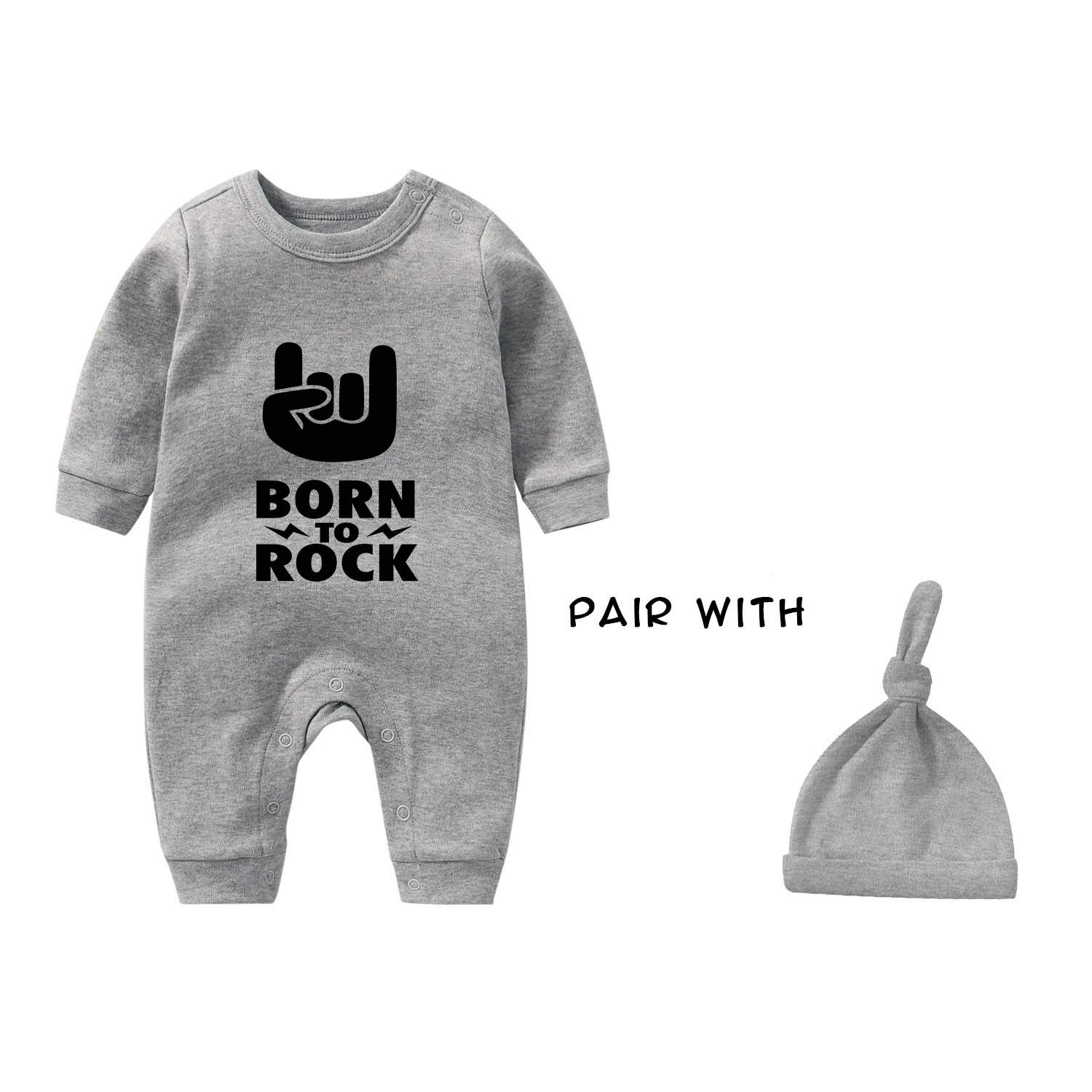 Strój dziecięcy zestaw Baby Loves Rock Print z długim rękawem odzież dla niemowląt noworodki ubrania dla niemowląt