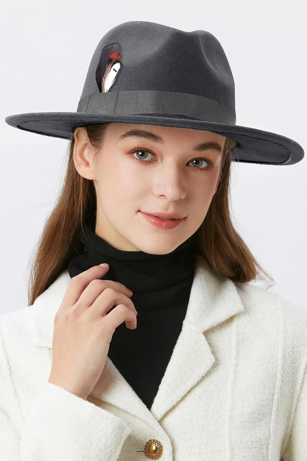 BABEYOND Fedora Hats Cap for Men Women Wide Brim Hat 1920s Gatsby Panama Costume Accessories - Image 3