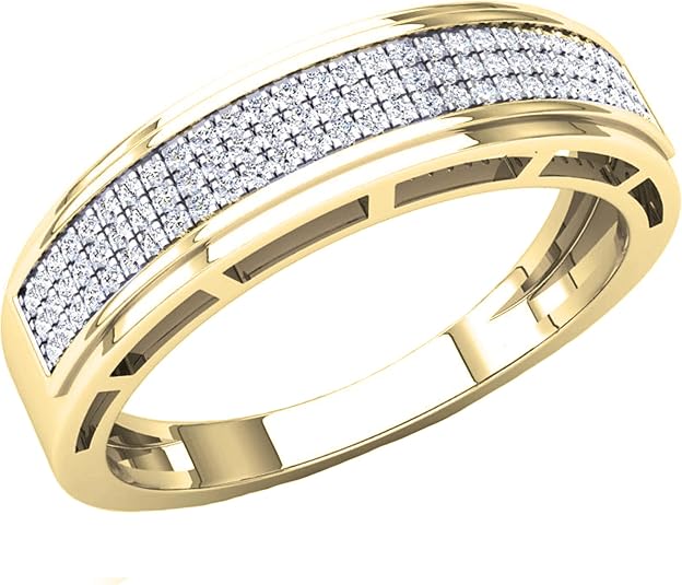 Dazzlingrock Collection 0.25 Carat (Ctw) 10K Round White Diamond Men'S Hip Hop Wedding Band 1/4 Ct, Yellow Gold, Size 11: Buy Online at Best Price in UAE