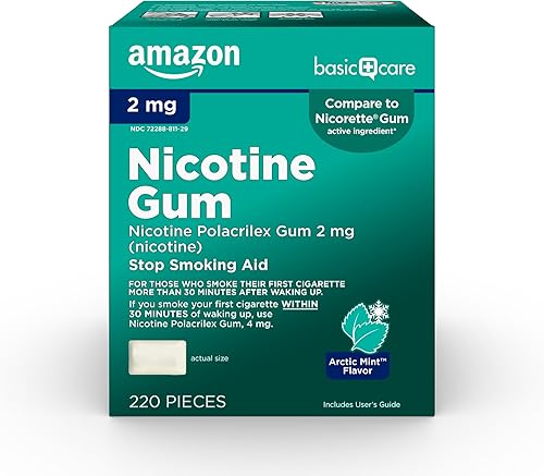 Tienda Basic Care - Goma de mascar de nicotina (2 mg), 220 unidades, sabor menta