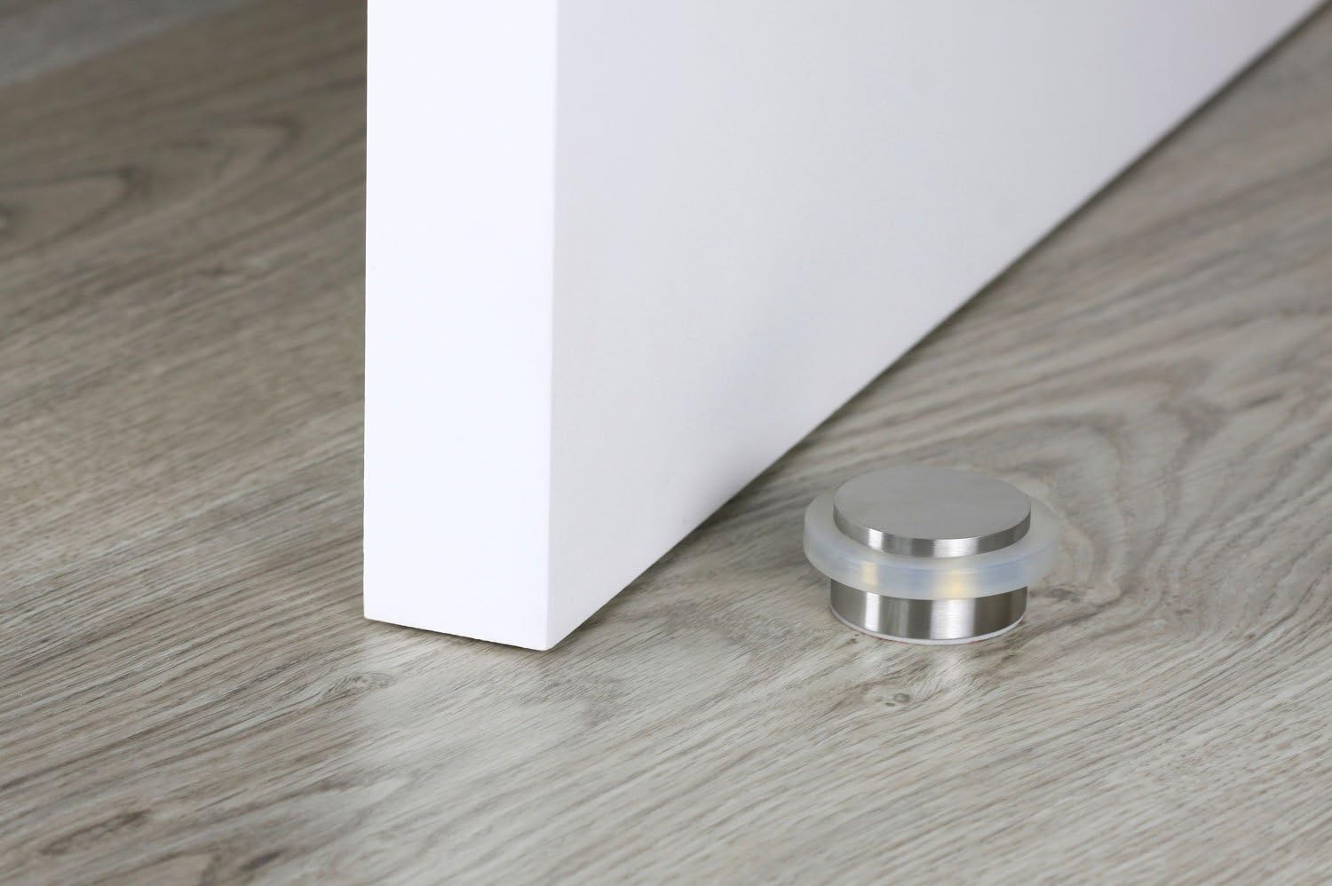 EVI | Adhesive Doorstop | 1.37'' X 0.8'' | Natural Silicone White Rubber | Stainless Steel | Matte Finish | Great Adherence | 100% Functional | Mod. I-203