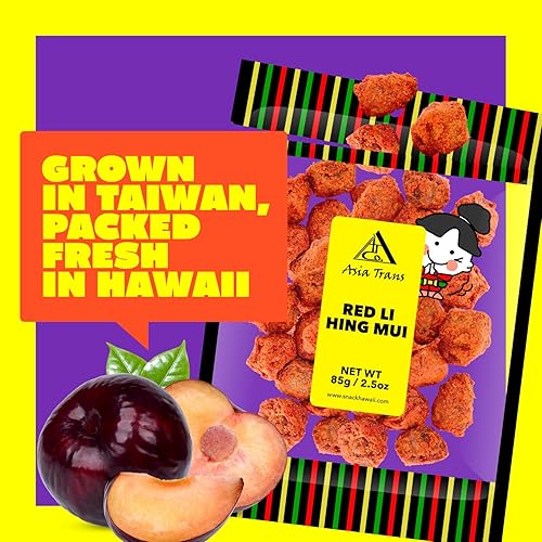 Miniatura 4 de Asia Trans Seeded Red Li Hing Mui Crack - Ciruelas de semillas  Favorito hawaiano  Dulce de ciruela asiática seca dulce, agria y salada  2.5 onzas