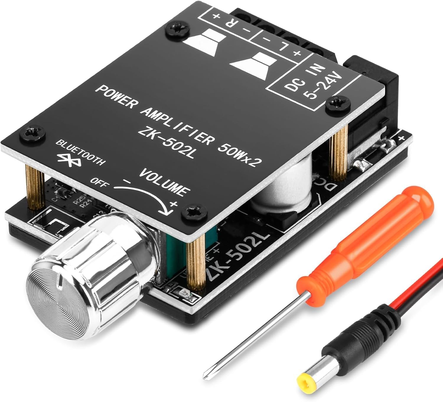 ZK-502L Bluetooth Amplifier Board,50W+50W 2.0 Channel Amp Board with Volume Control,DC 9-24V, Bluetooth and AUX Inputs, Audio Amp Board for Home DIY Wireless Speakers, Password Free.-image-44