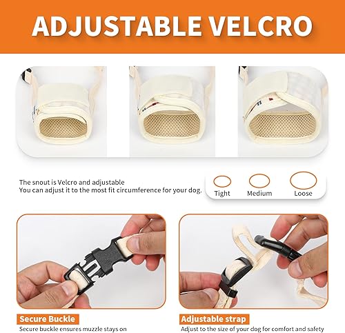 Miniatura 6 de Bozal para perro, bozal estampado para mascotas para perros pequeños, medianos y grandes, antimordeduras, ladridos, masticar, malla de aire,