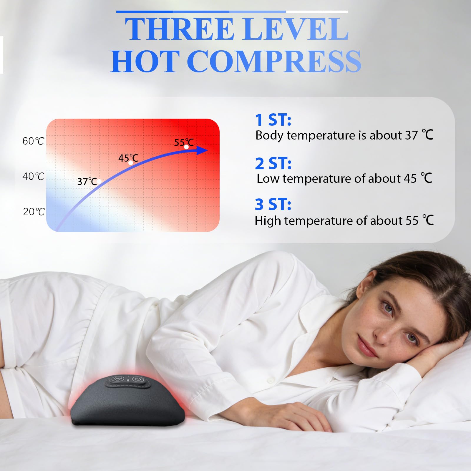Masajeador de espalda 3 en 1 2026, curvatura dorada de 135°, tracción espinal, calor terapéutico y masaje de vibración, vibración terapéutica de calor, alivia la ciática, dolor de espalda crónico