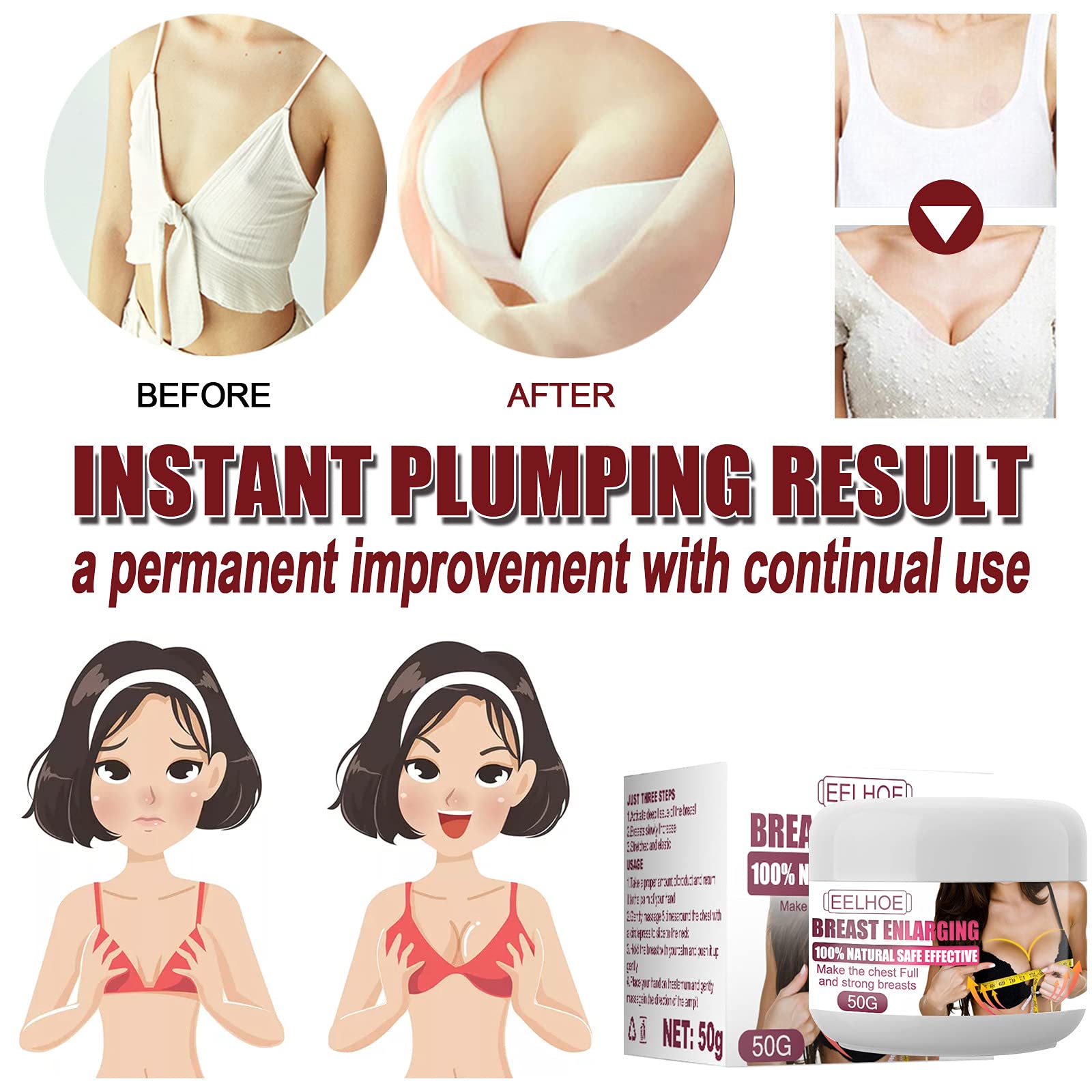 Breast Enhancement Cream, Clinically Proven for Bigger, Fuller Breasts, Bust Firming Lifting Breast Enlargement Essential Oil Lifts Your Boobs, Natural Bust Enhancement (1 PCS)