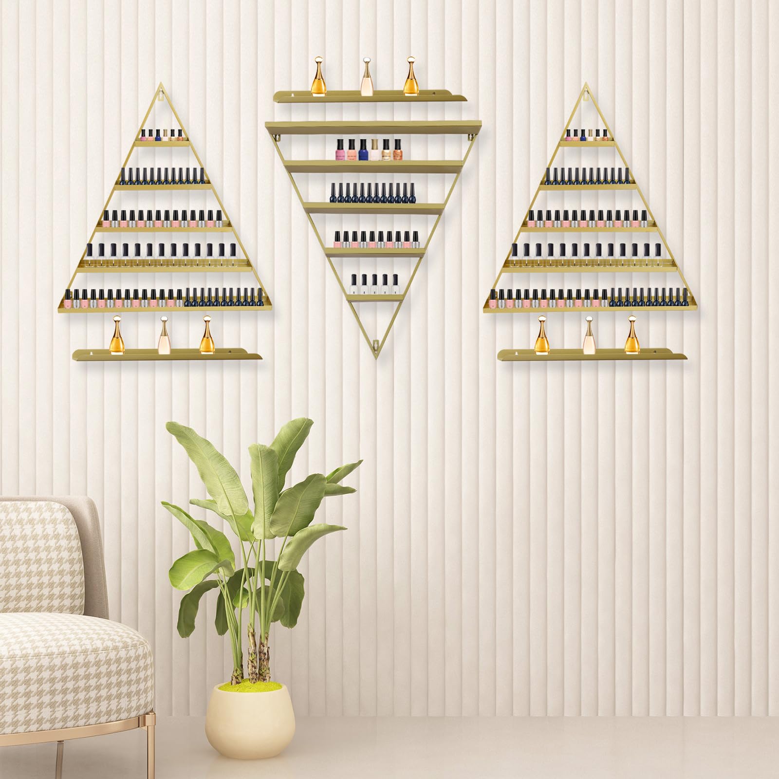 Estantería de pared para esmalte de uñas, 6 piezas, organizador de esmalte de uñas, expositor de esmalte de uñas, 5 etapas, almacenamiento de esmalte de uñas, para salón de manicura, hogar, salón de