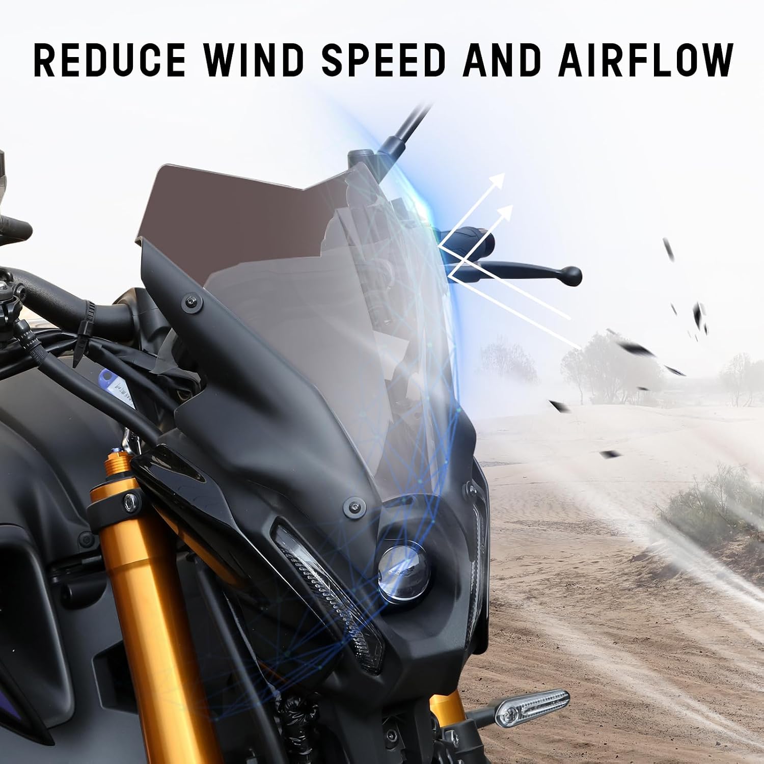Windshield for Yamaha MT09 FZ09, Dark Tinted Wind Shield Front Windscreen Air Wind Deflectors Protection for Yamaha MT-09 MT09 SP FZ09 FZ-09 2021 2022 2023 Accessories