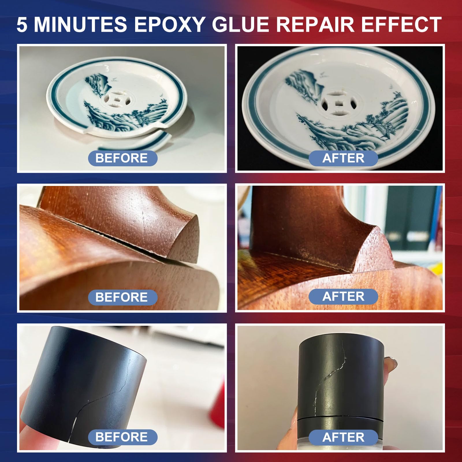 250 ml 5 Minuten Epoxy Kleber, Klarer 2 Komponenten Epoxidharz Kleber mit Zubehör für Metall, Holz, Glas, Keramik und Kunststoff