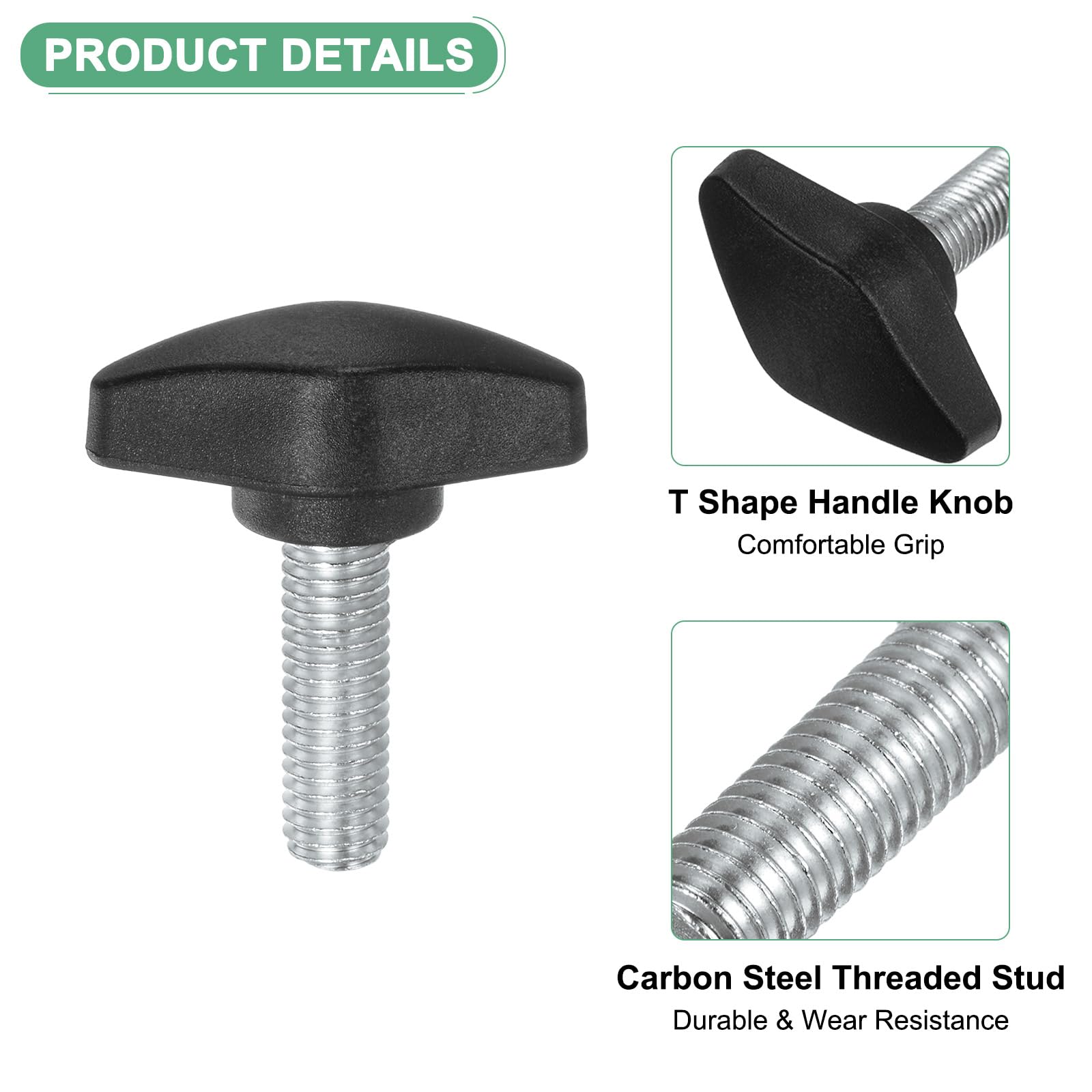 M METERXITY 12-Pack Thumb Screws, M8x25mm Tee Wing Knobs, Plastic T Handles Clamping Knob for Woodworking/Machinery/Equipment - Image 2