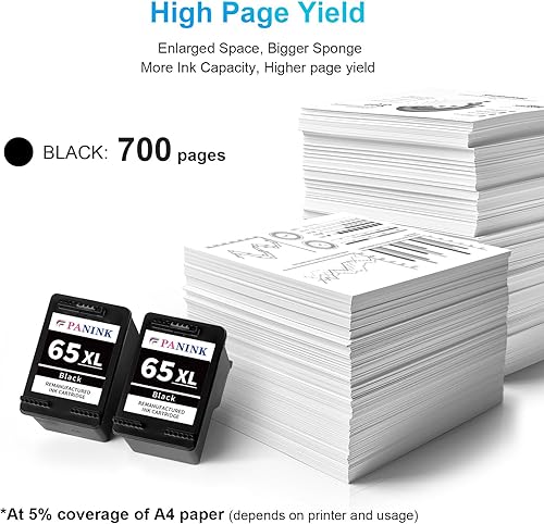 Miniatura 4 de Cartucho de tinta remanufacturado de repuesto para impresora HP 65 XL HP 65 tinta HP65 65XL cartucho de tinta negra para impresora HP 3755 3752 2655