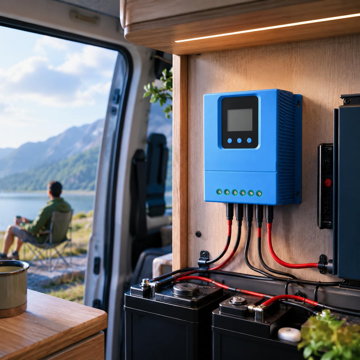 80A MPPT - Regulador de carga solar (12 V, 24 V, 36 V, 48 V, con pantalla LCD, para baterías de plomo de litio) | Detección automática, montaje compacto en pared, datos claros en tiempo real