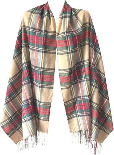 Miniatura 9 de NY GOLDEN FASHION Bufanda de invierno de gran tamaño para mujer, diseño de tartán escocés, a cuadros, con tacto de cachemira rojo (Red Tartan)