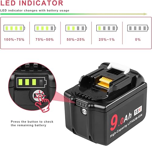 Miniatura 4 de ARyee Batería de repuesto BL1890 9000mAh 18V para herramientas eléctricas inalámbricas Makita BL1830 BL1840 BL1850 BL1860 BL1860 BL1890 DKP180Z