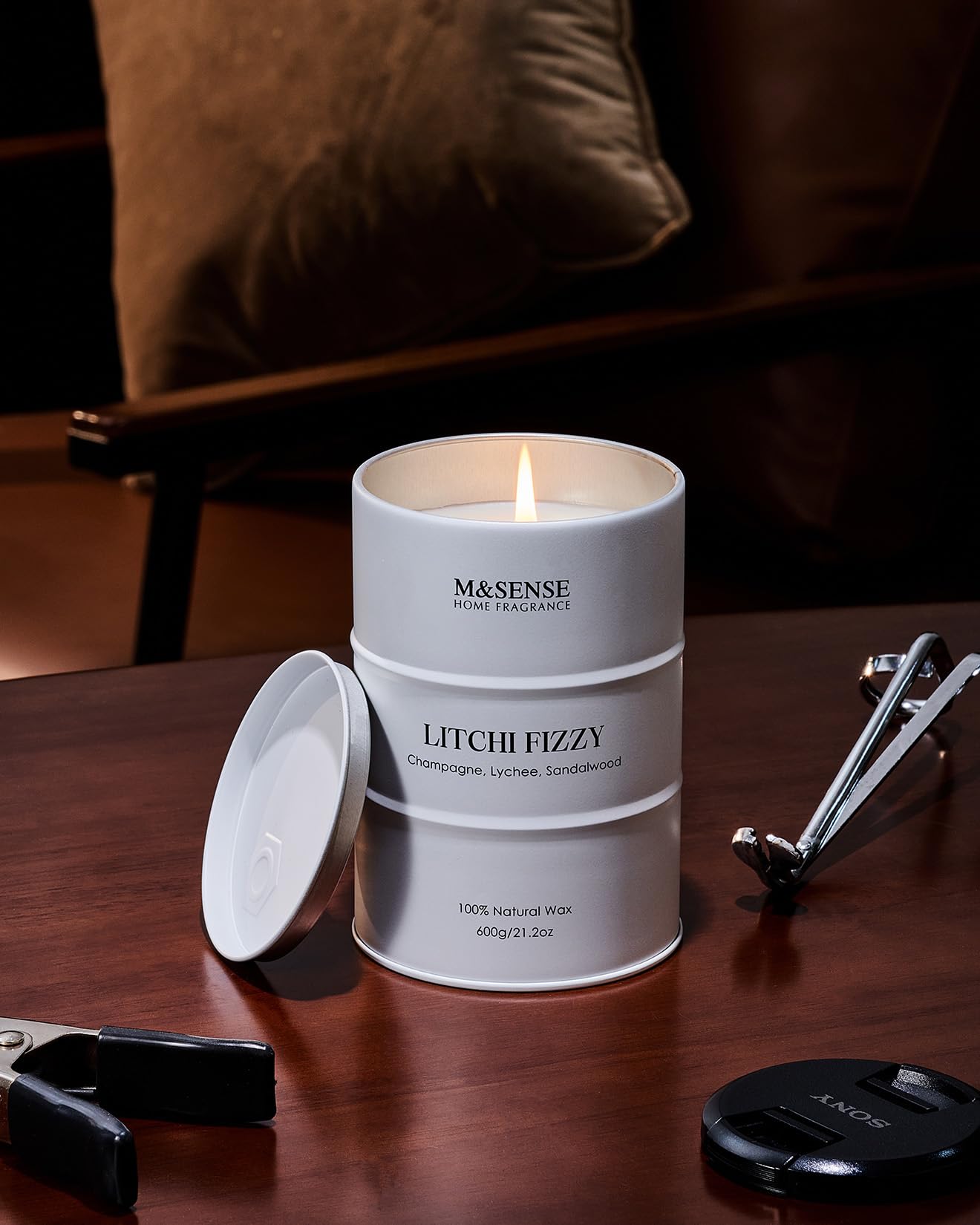 M&SENSE candele profumate grandi di soia Litchi, candela naturale non tossica, regalo compleanno donna, candela rilassante per aromaterapia, regali per donne, mamma e fidanzata, Fino a 120 ore