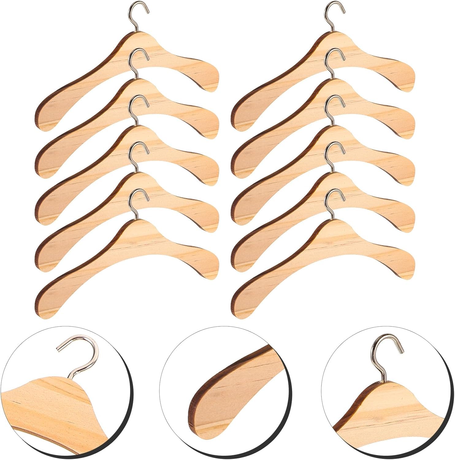 IMIKEYA 10Pcs Puppen Kleiderbügel: 12 cm Mini Kleiderbügel Puppenschrank Holz Puppenkleiderbügel - Miniaturkleiderbügel geeignet für 1/3-BJD-Puppen Puppenkleider